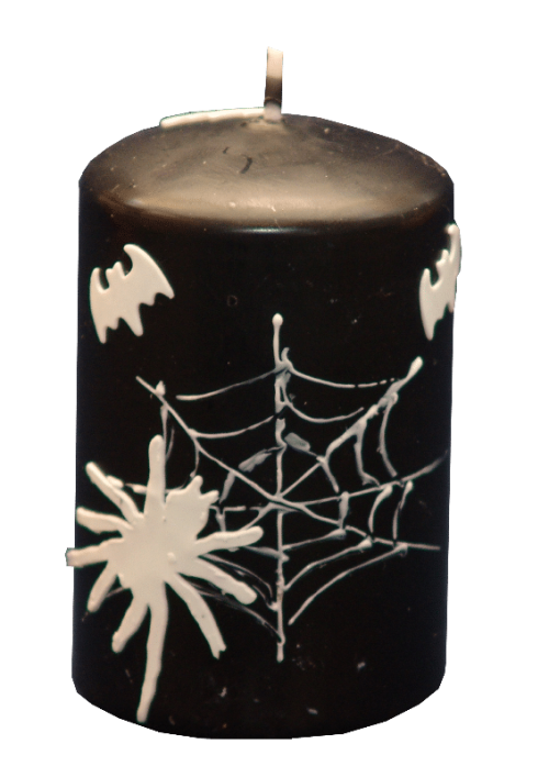 Zierkerze Halloween mit Spinne, Netz und Fledermaus ...